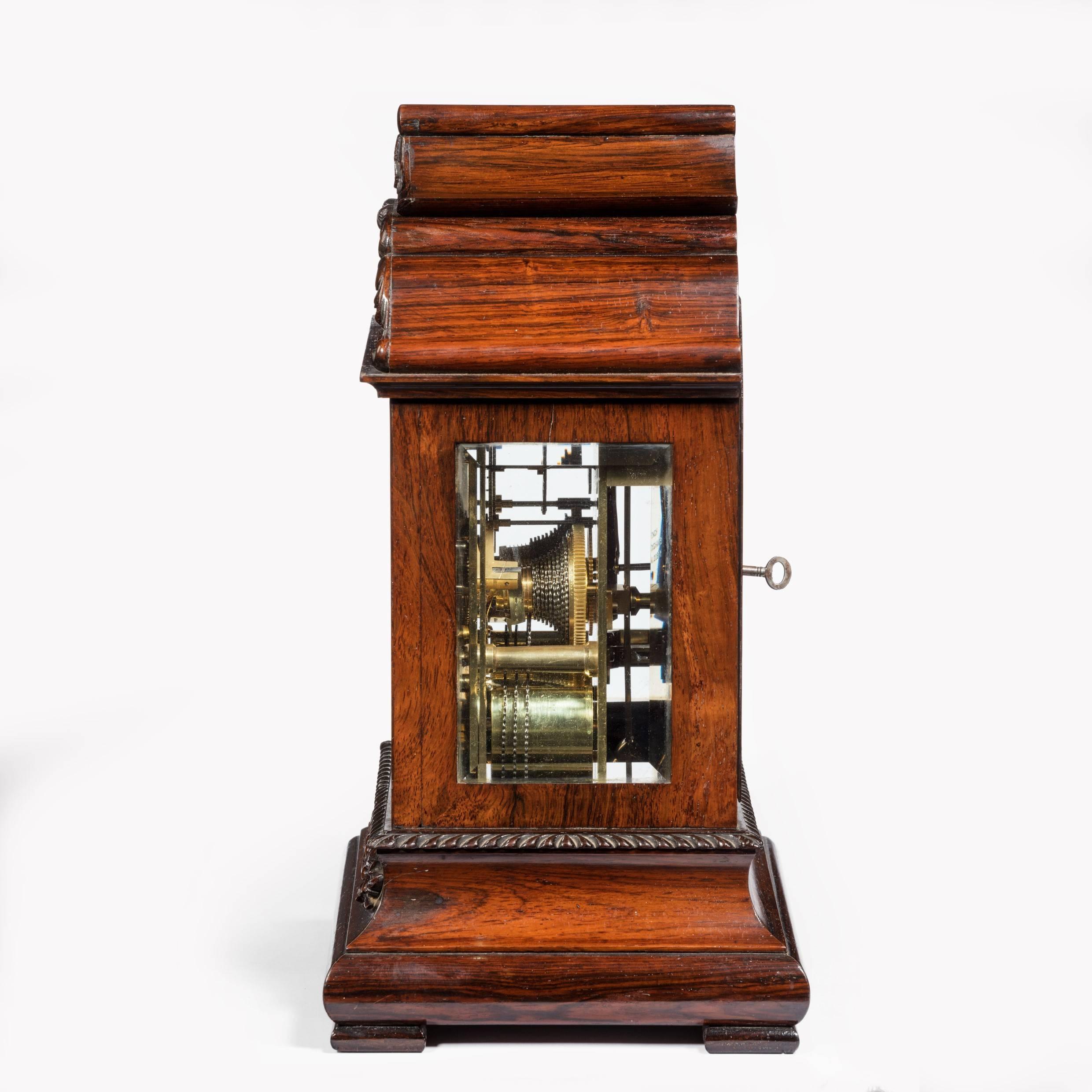 Late William IV Rosewood Bracket Clock by French, Royal Exchange, London In Good Condition For Sale In Lymington, Hampshire
