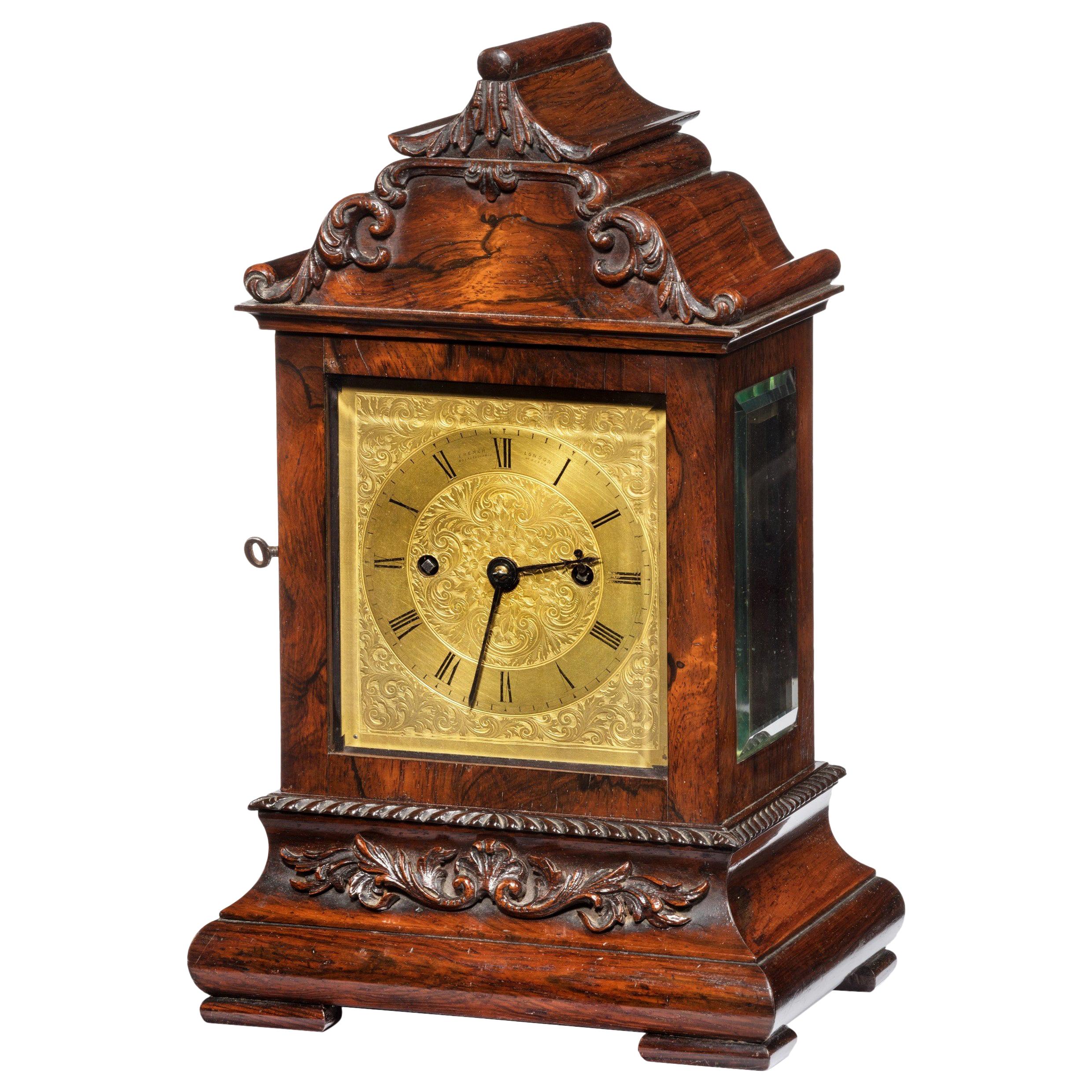 Late William IV Rosewood Bracket Clock by French, Royal Exchange, London For Sale