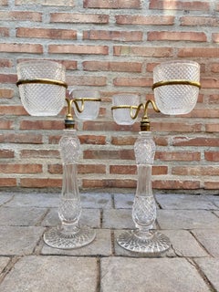 Late XIX Victorian Cut Glass Candleholder in Brass from Cricklite Clarke Trade