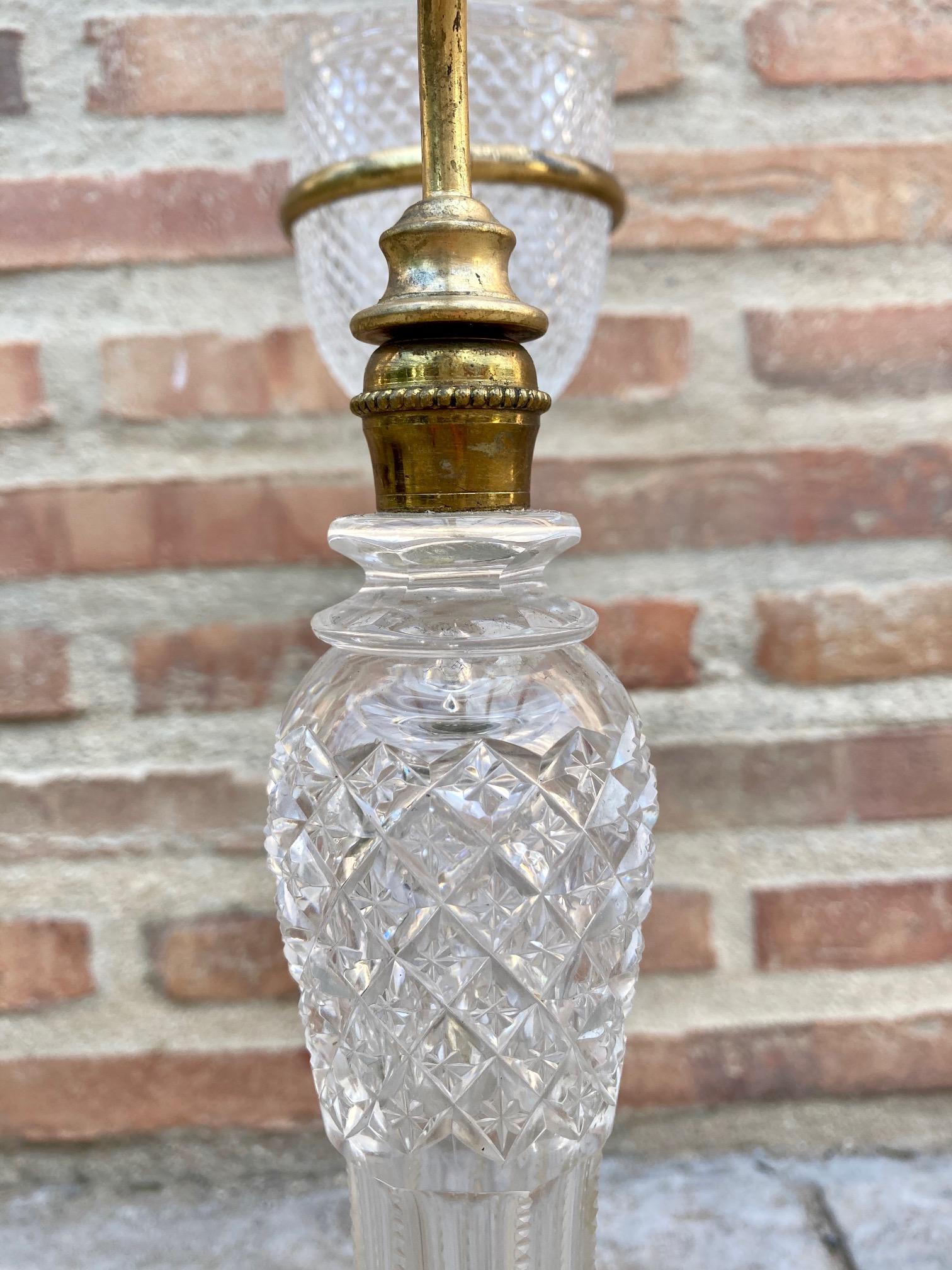 Bronze Late XIX Victorian Cut Glass Candleholder in Brass from Cricklite Clarke Trade For Sale