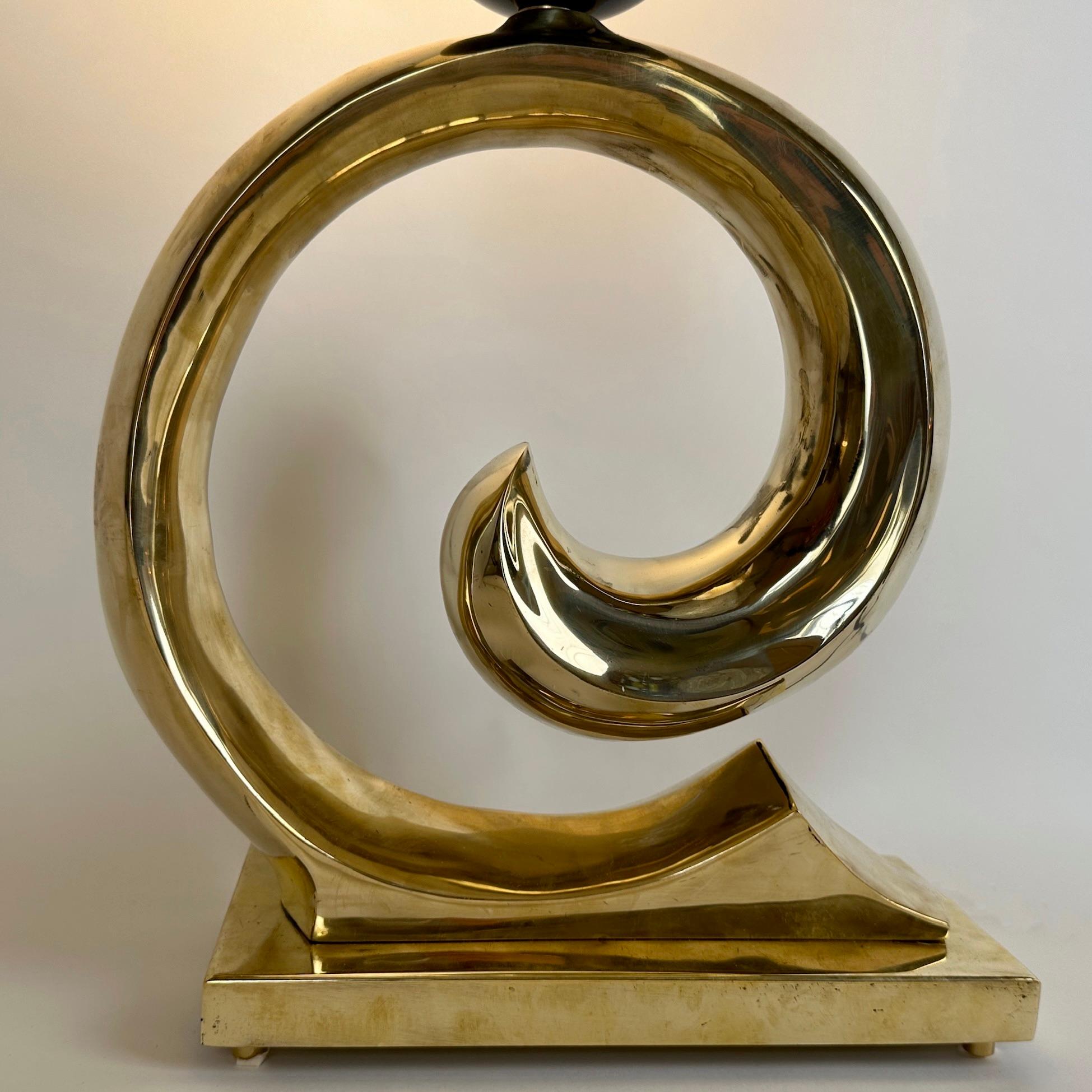 Late20th Century Brass, Black Ceramic & White Murano Glass Table Lamp by Vistosi For Sale 2