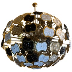 Late 20th Century Brass and Multi-Color Murano Glass Sputnik Chandelier