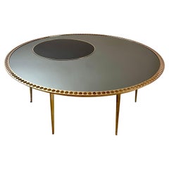 Late 20th Century Brass W/Smoked Mirror & Black Opaline Glass Round Coffee Table