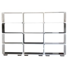 Late 20th Century Italian White Wood & Brass Bookcase, Carlo de Carli for Fiarm