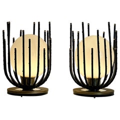 Late20th Century Pair of Black Iron, Brass
Opaline Glass Brutalist Table Lamps Late20th Century Pair of Black Iron, Brass
Opaline Glass Brutalist Table Lamps