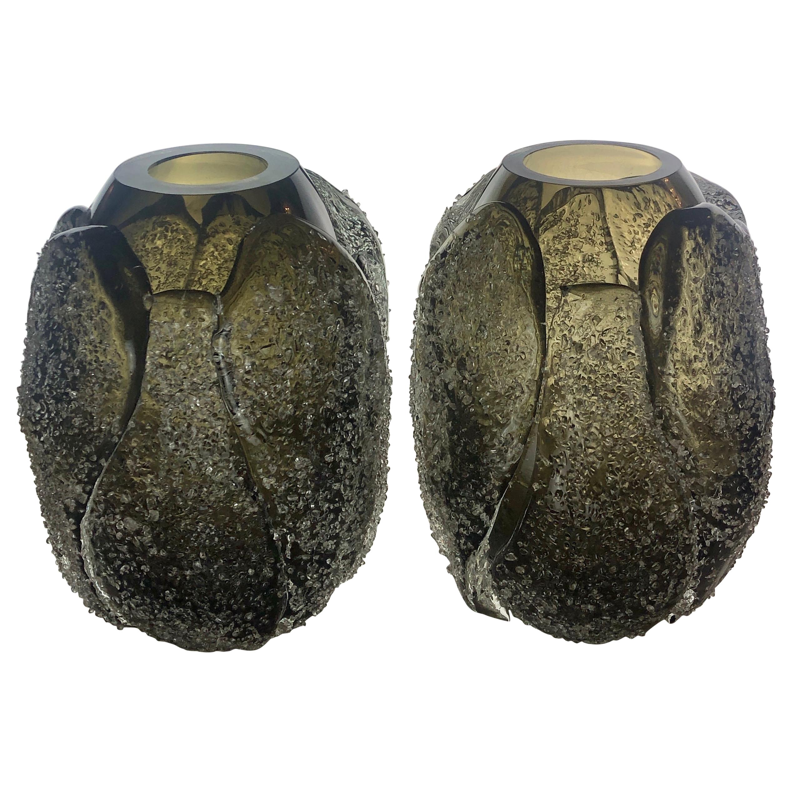 Murano Gold Speckled Glass Vase For Sale at 1stDibs