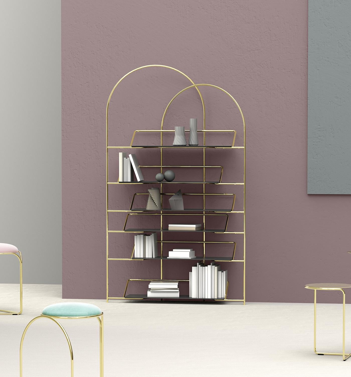 Brushed LateB Metal Contemporary Sculptural Bookcase Made in Italy by LapiegaWD