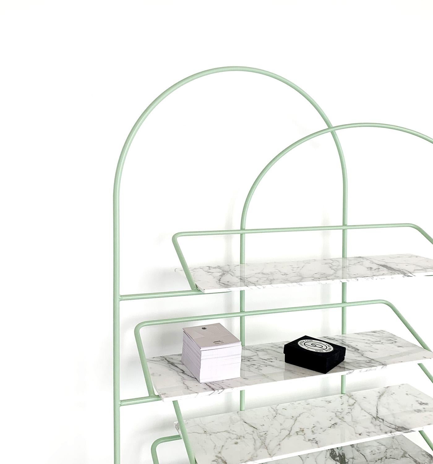 Modern LateB Metal Contemporary Sculptural Marble Bookcase Made in Italy by LapiegaWD For Sale
