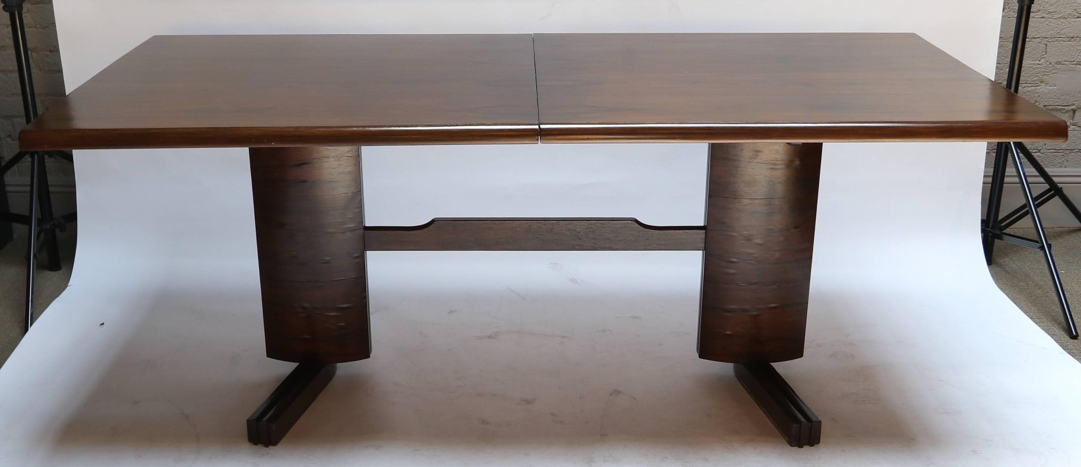 Mid-Century Modern L'Atelier 1950s Brazilian Jacaranda Wood Extendable Dining Table For Sale
