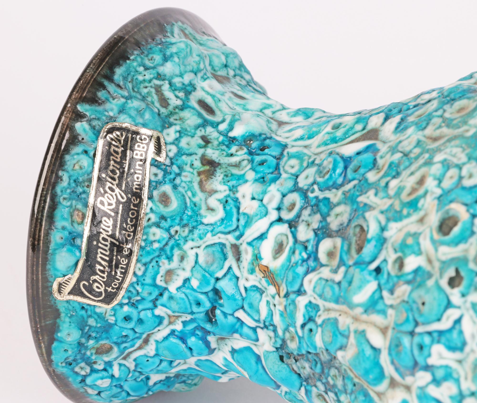 Vase Annecy du Cyclope Annecy du milieu du siècle émaillé de lave turquoise 1