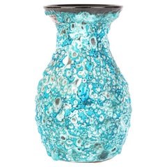 l'Atelier du Cyclope Annecy Mid-Century Turquoise Lava Glazed Vase