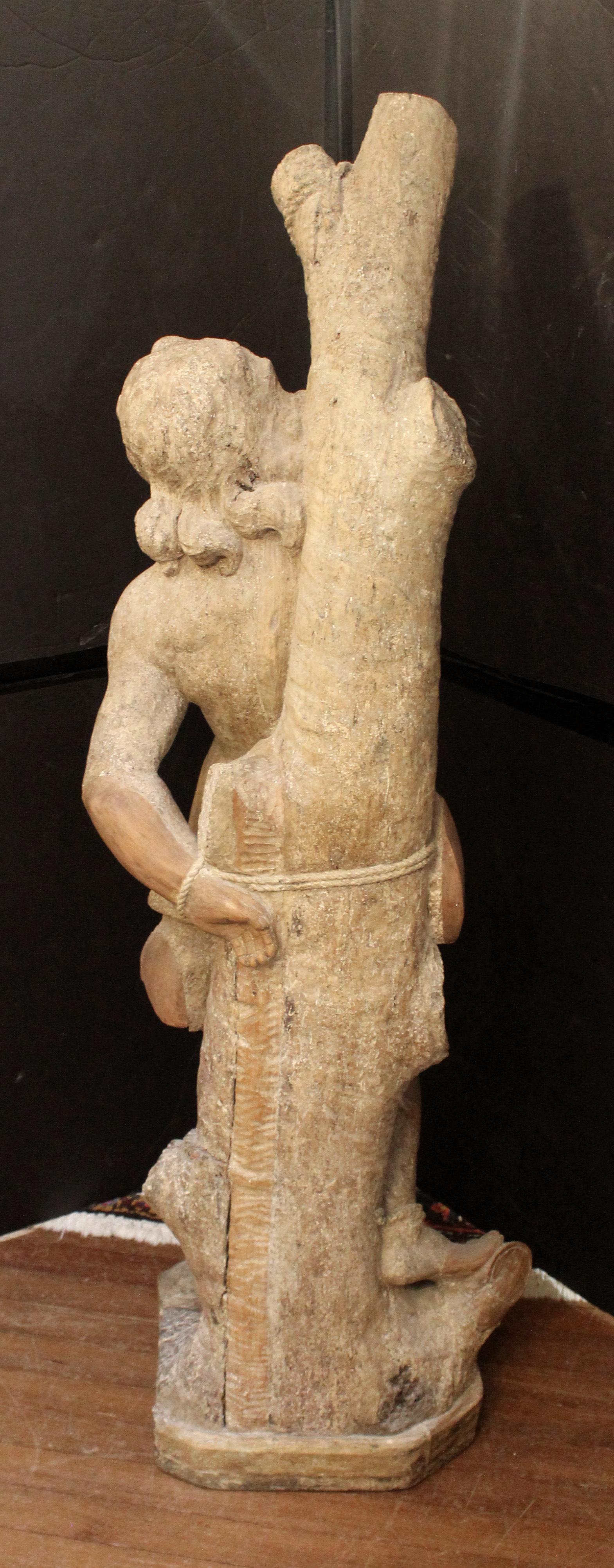 Barocco Scultura in legno di San Sebastiano del tardo XVII secolo in Spagna in vendita