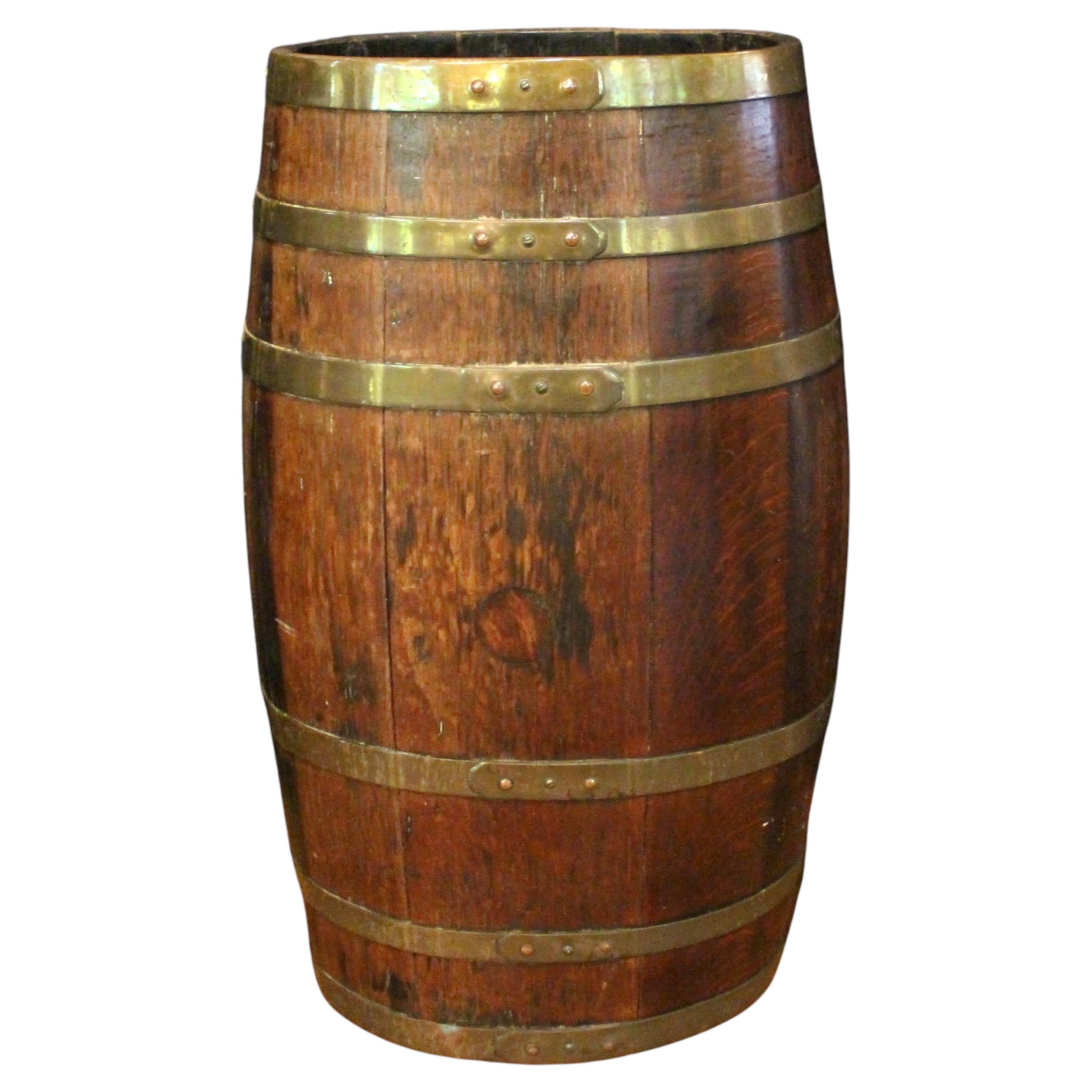 Später 19. Jahrhundert Englisch Staved Messing Bound Barrel Stick Stand