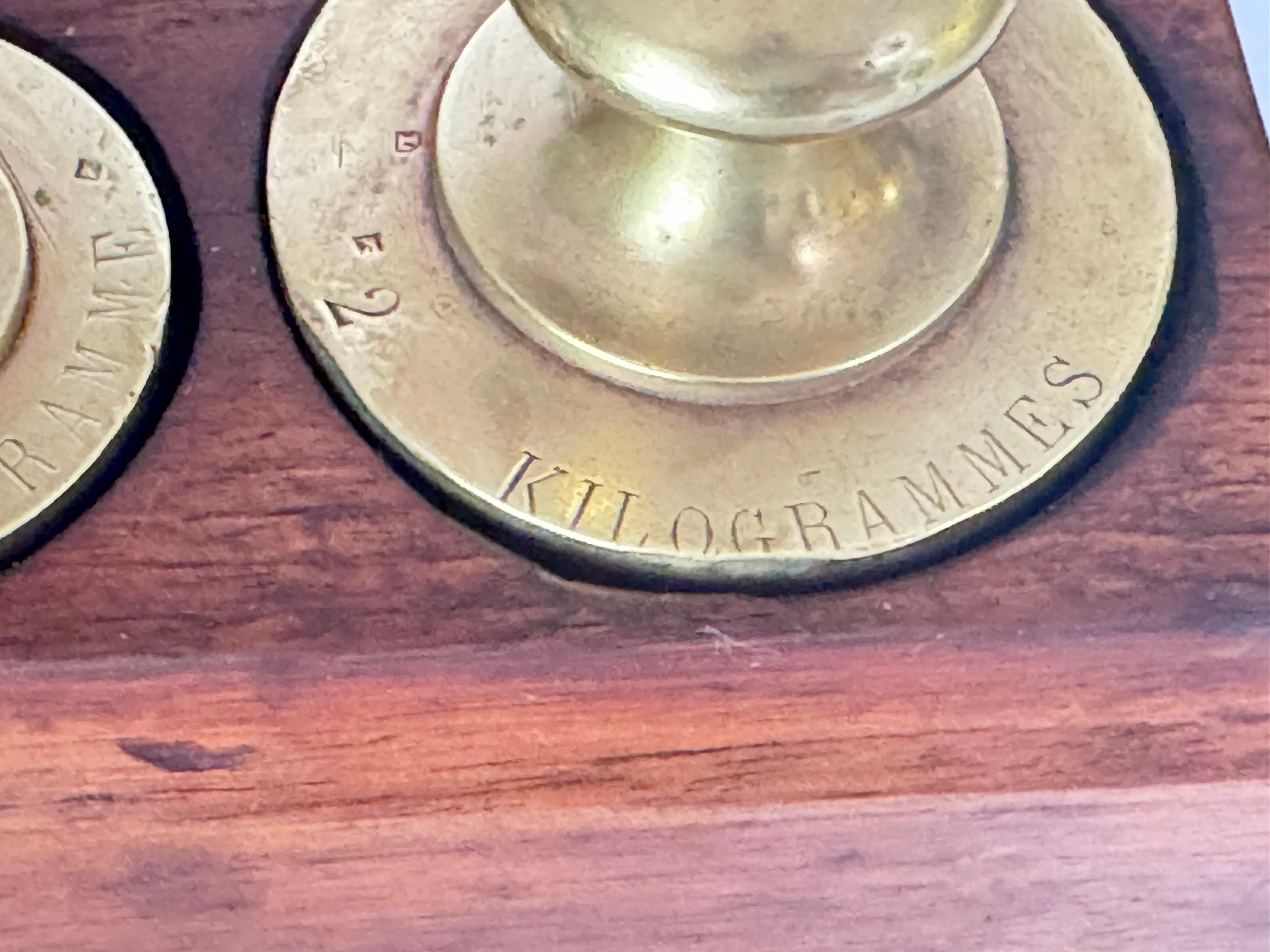 Later 19th Century French Set of 19 Scale Weights France Brown ans Gold Color 6