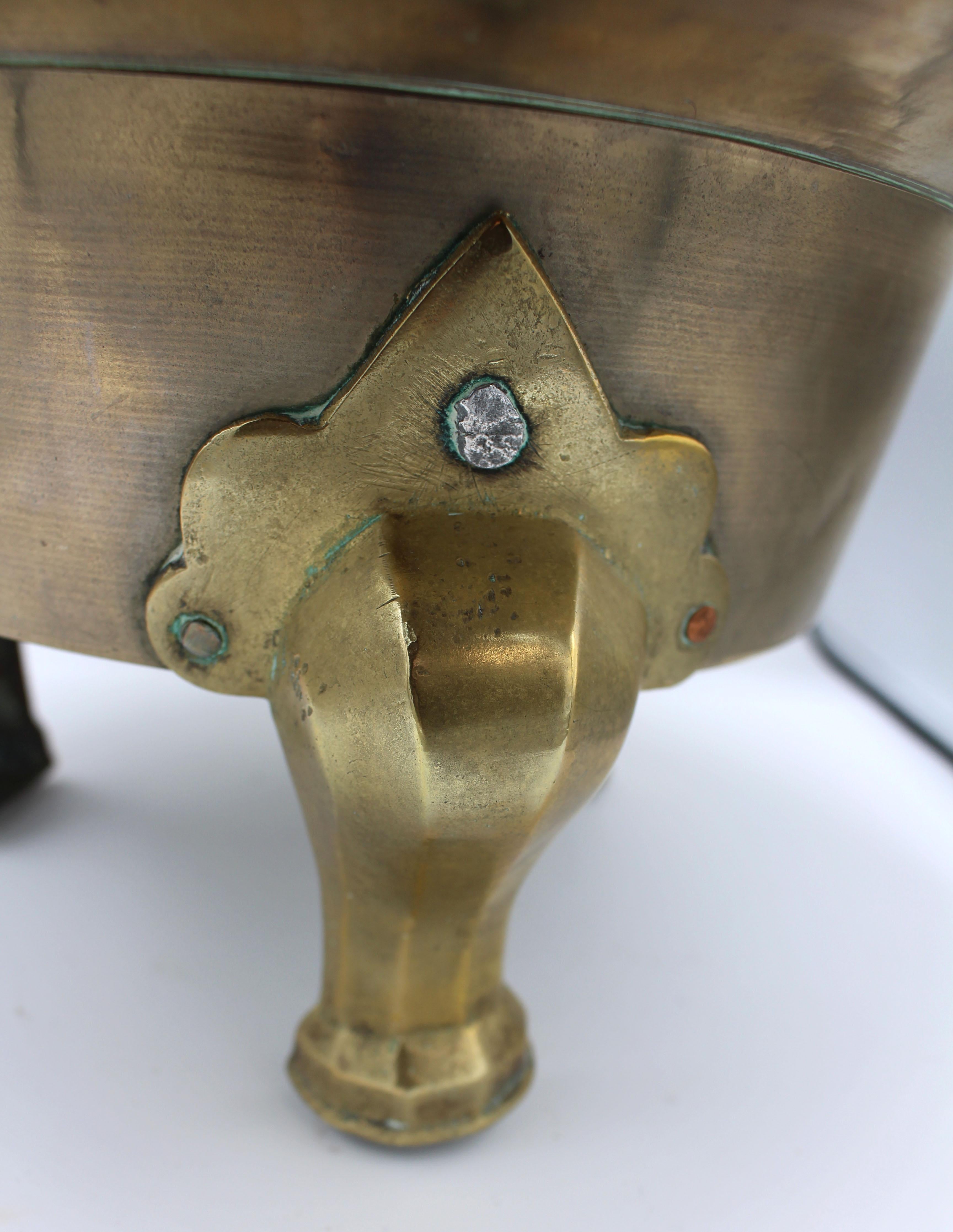 Late Victorian Later 19th Century Korean Brazier (Hibachi), Brass on Three Legs