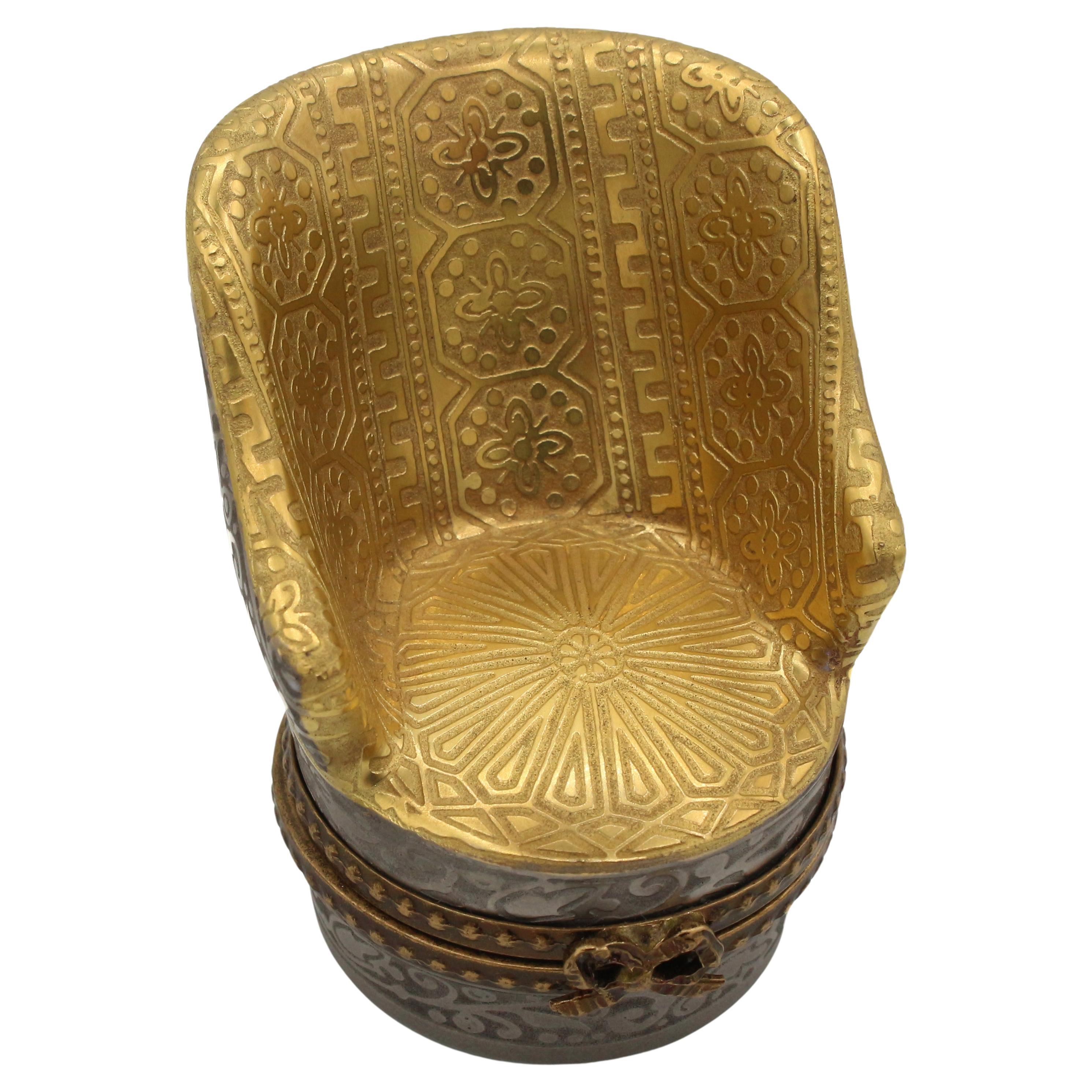 Later 20th Century Limoges Bergere Chair Pill Box For Sale