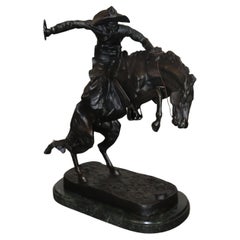 Vintage Later Replica Bronco Buster by Frederic Remington Bronze Sculpture