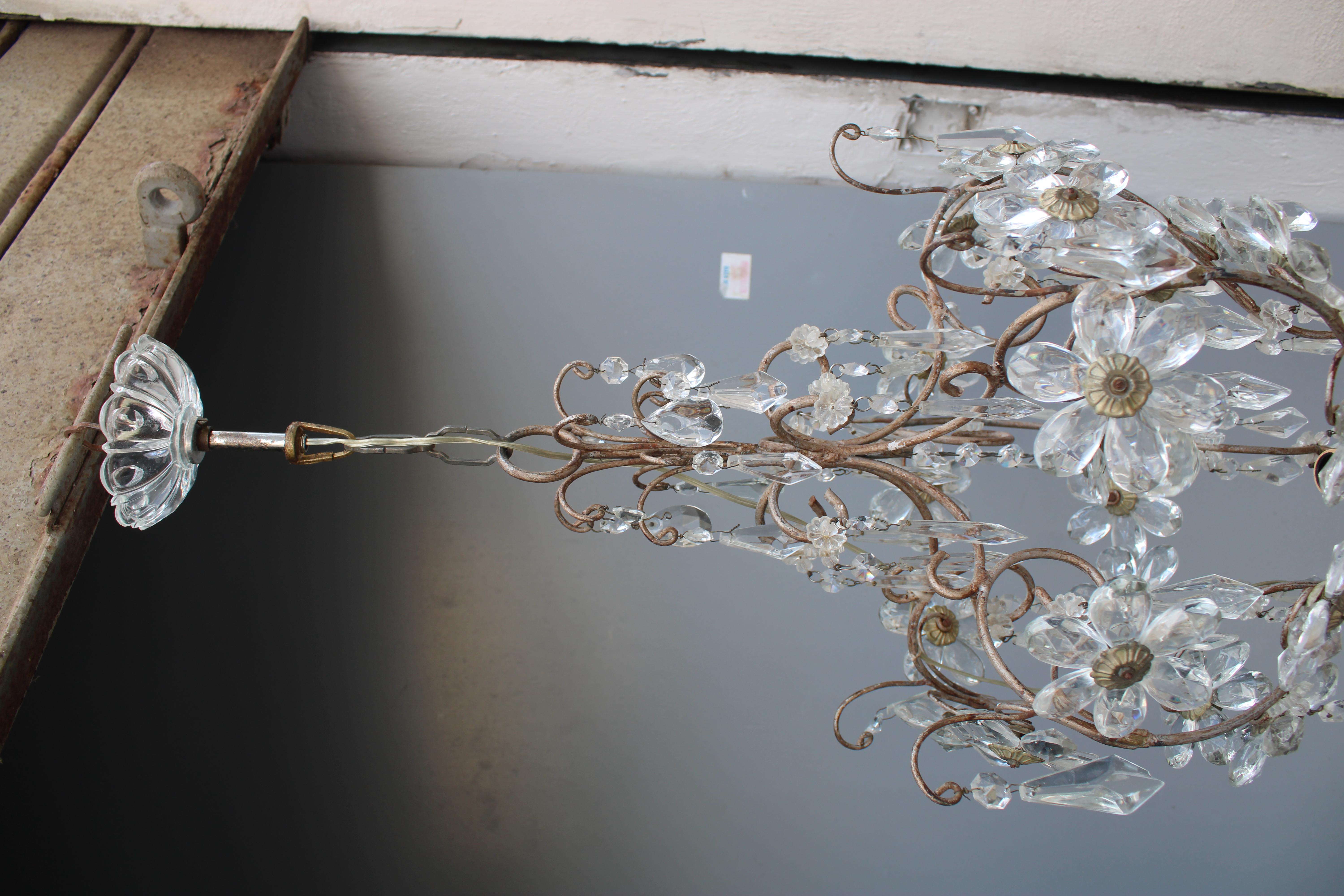 Laterna Decorativa Francese in metallo e cristallo 1950 Made in France in vendita 3