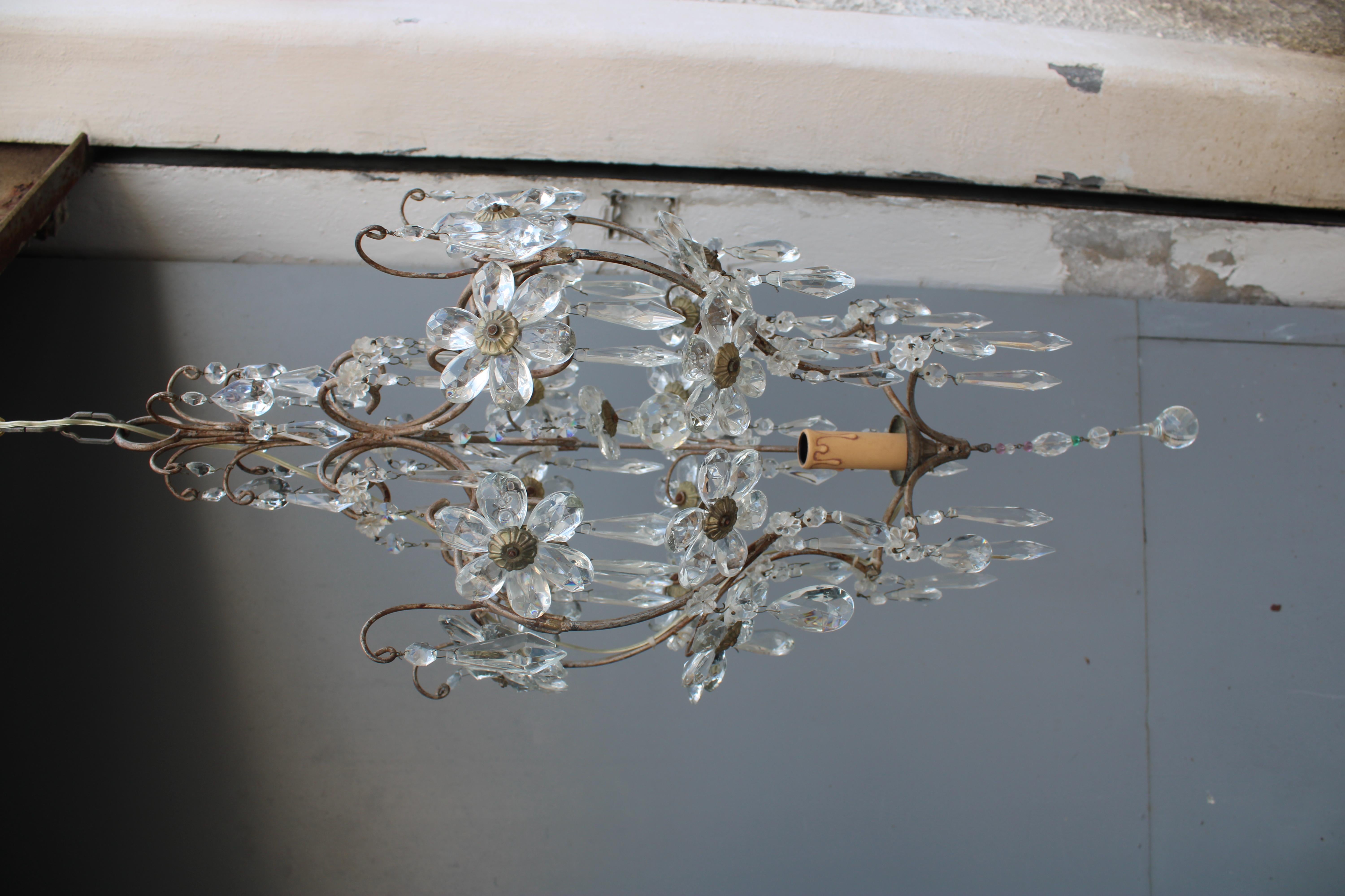 Laterna Decorativa Francese in metallo e cristallo 1950 Made in France in vendita 4
