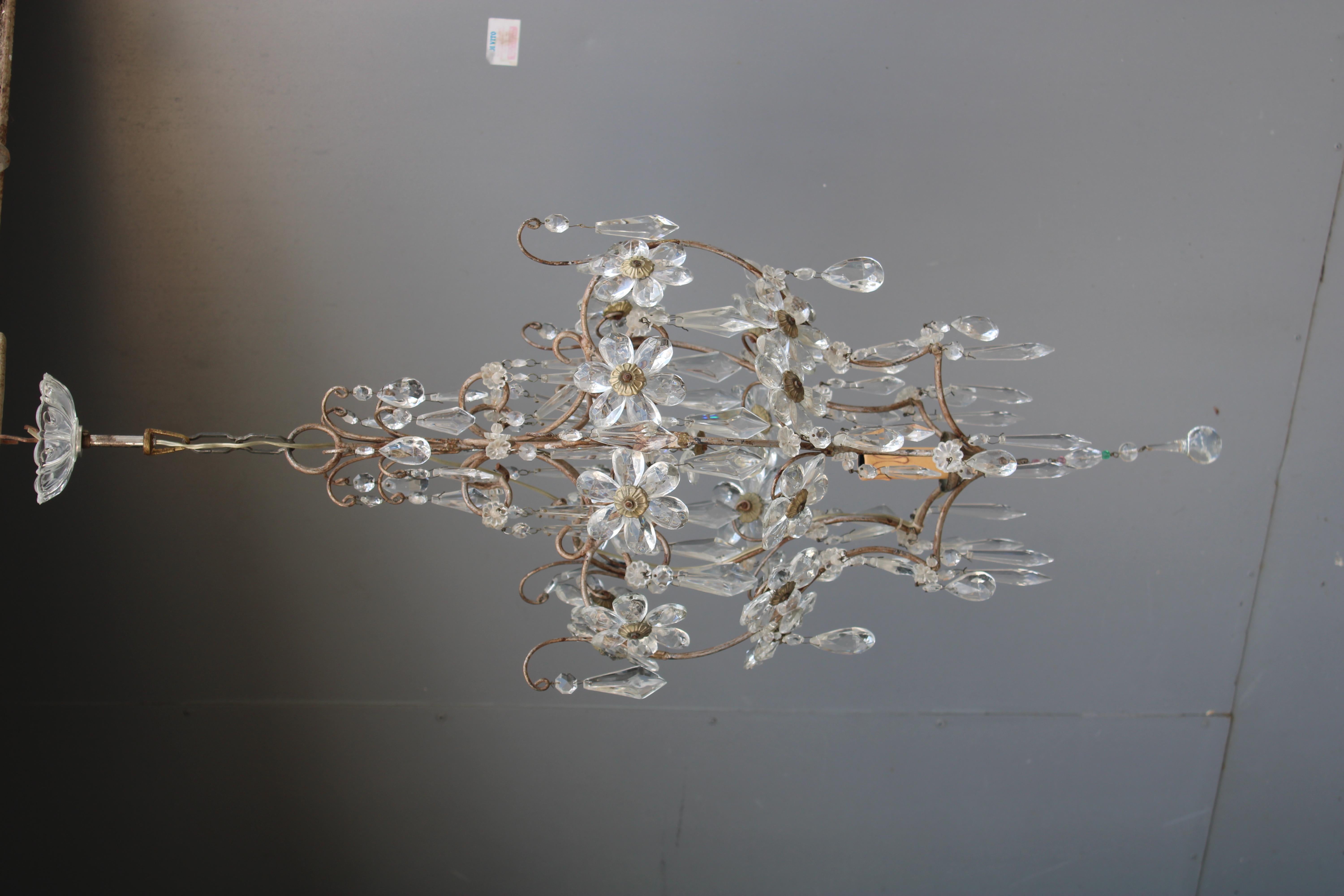 Laterna Decorativa Francese in metallo e cristallo 1950 Made in France in vendita 5