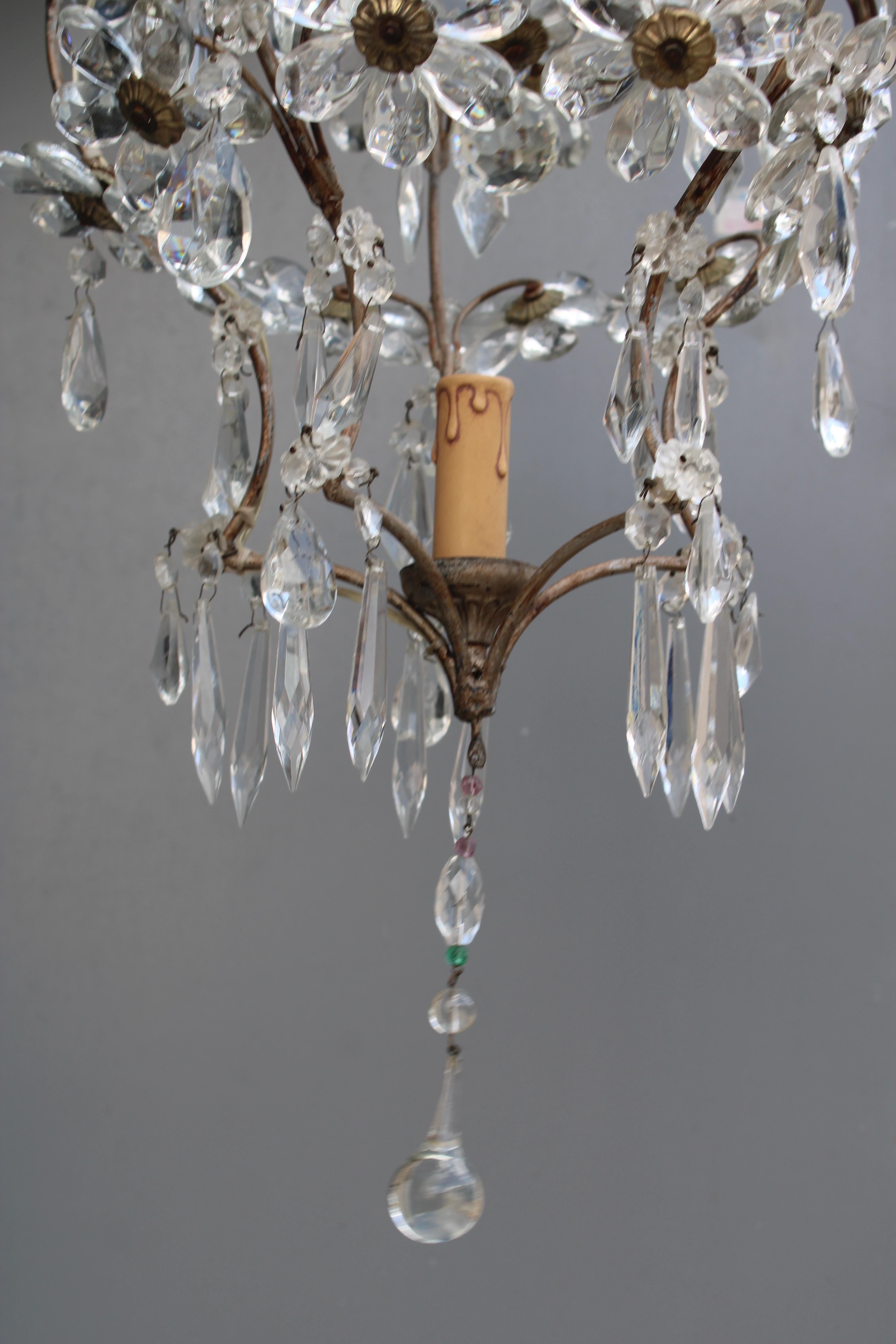 French Laterna Decorativa Francese in metallo e cristallo 1950 Made in France in vendita