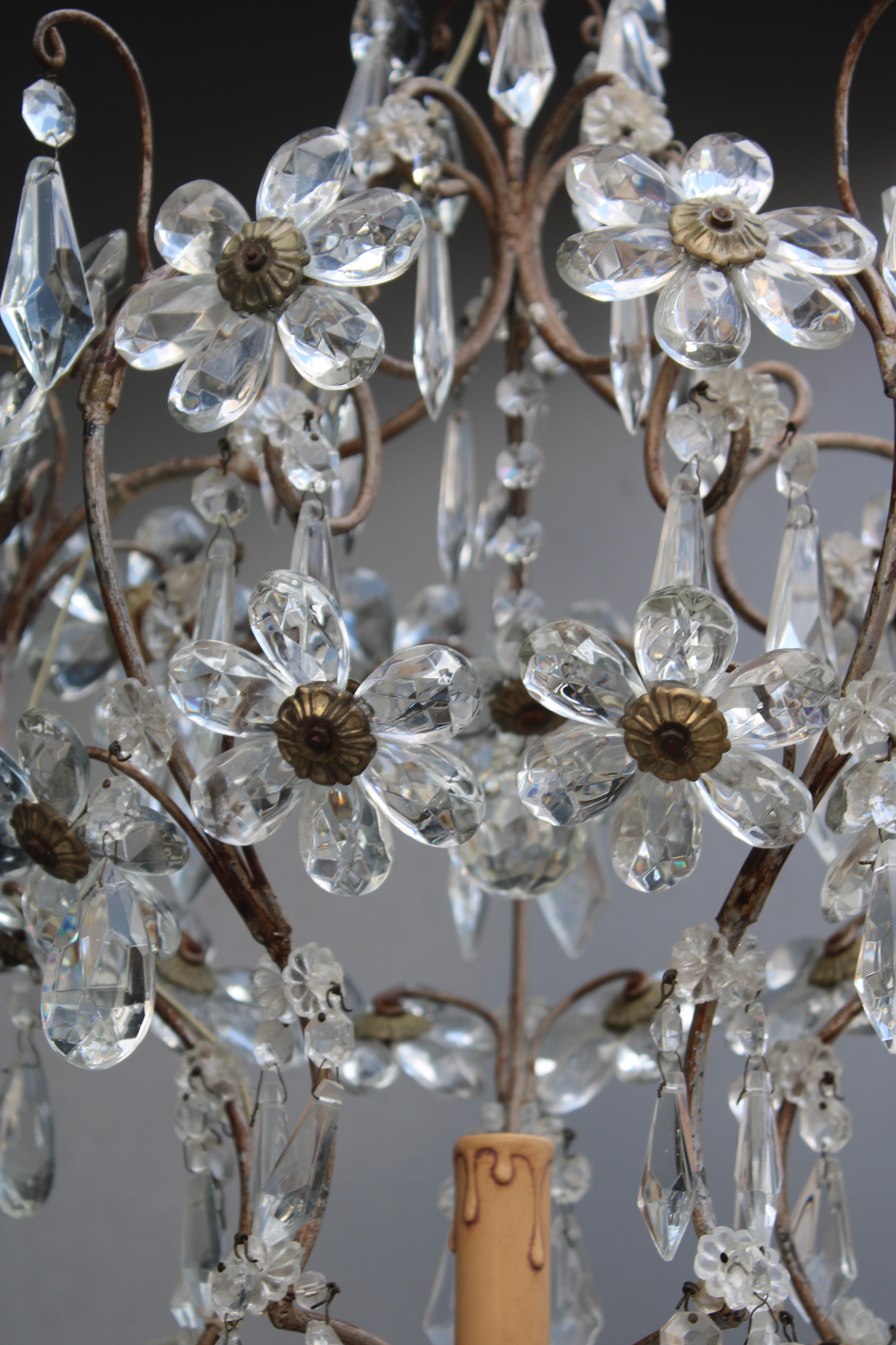 Mid-20th Century Laterna Decorativa Francese in metallo e cristallo 1950 Made in France in vendita