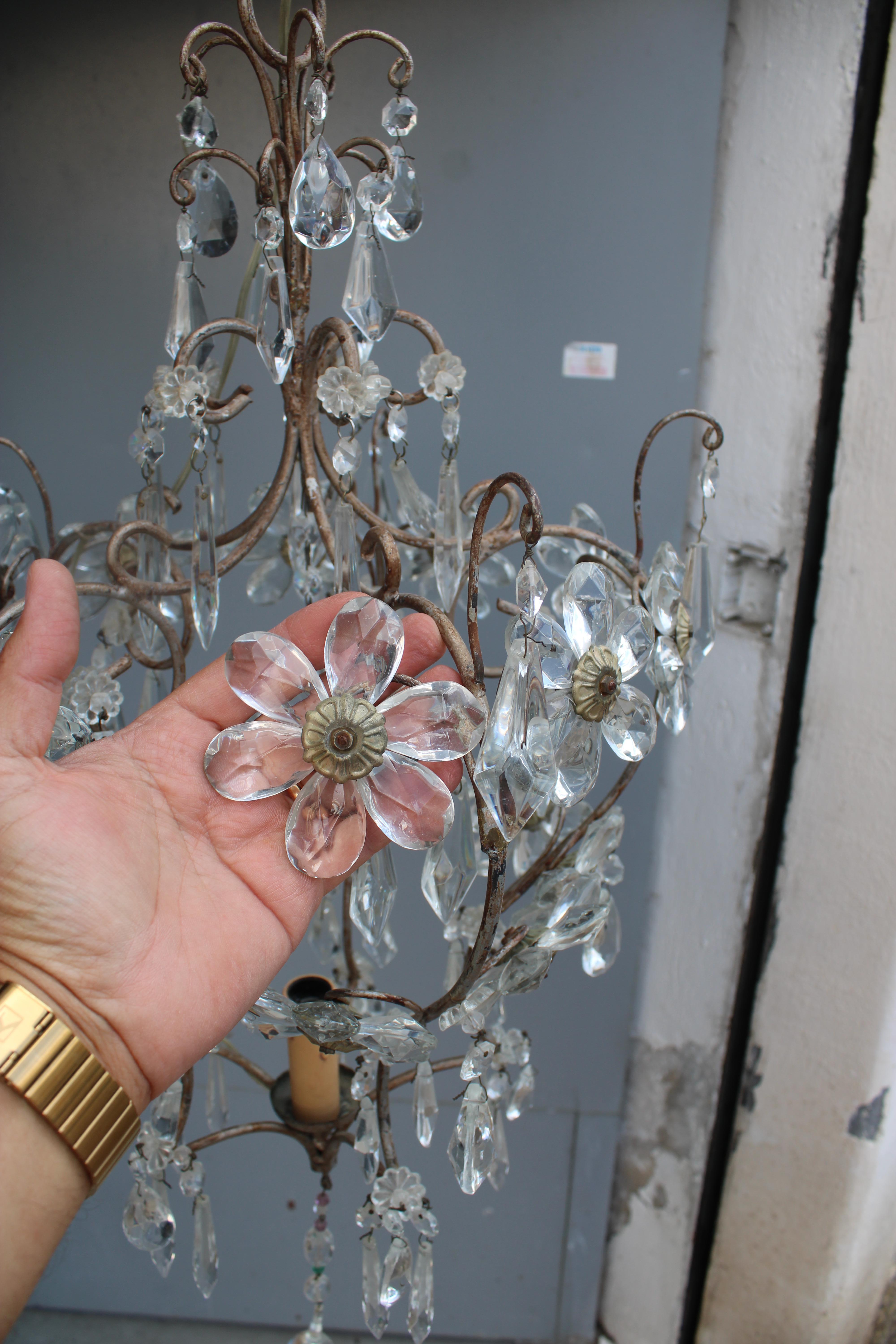Laterna Decorativa Francese in metallo e cristallo 1950 Made in France in vendita 2
