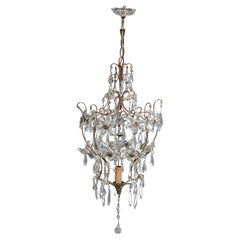 Laterna Decorativa Francese in metallo e cristallo 1950 Made in France
