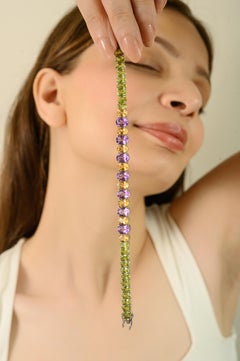 Ultimo bracciale tennis con più pietre naturali da 24,8 carati in A. Silver 925