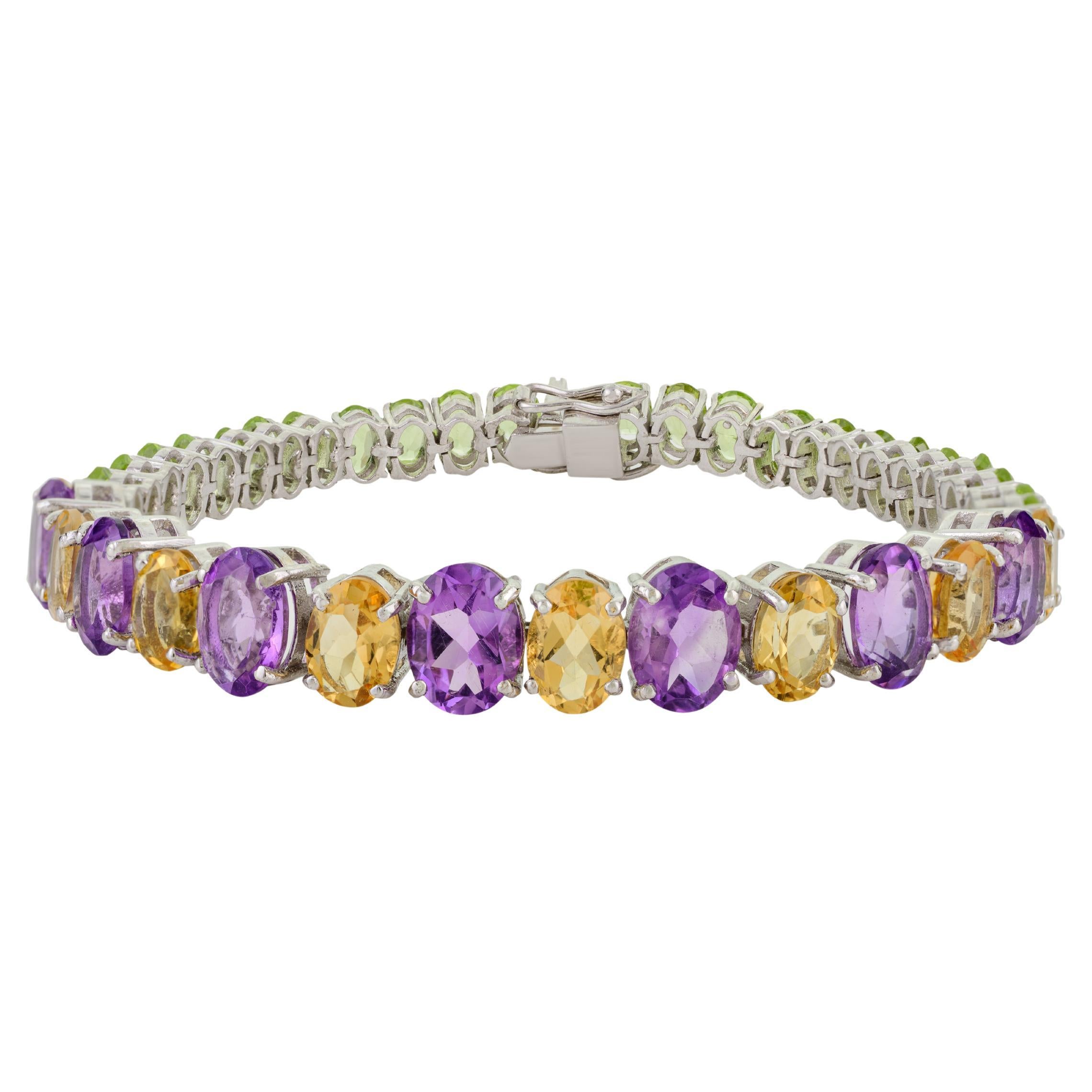 Ultimo bracciale tennis con più pietre naturali da 24,8 carati in A. Silver 925