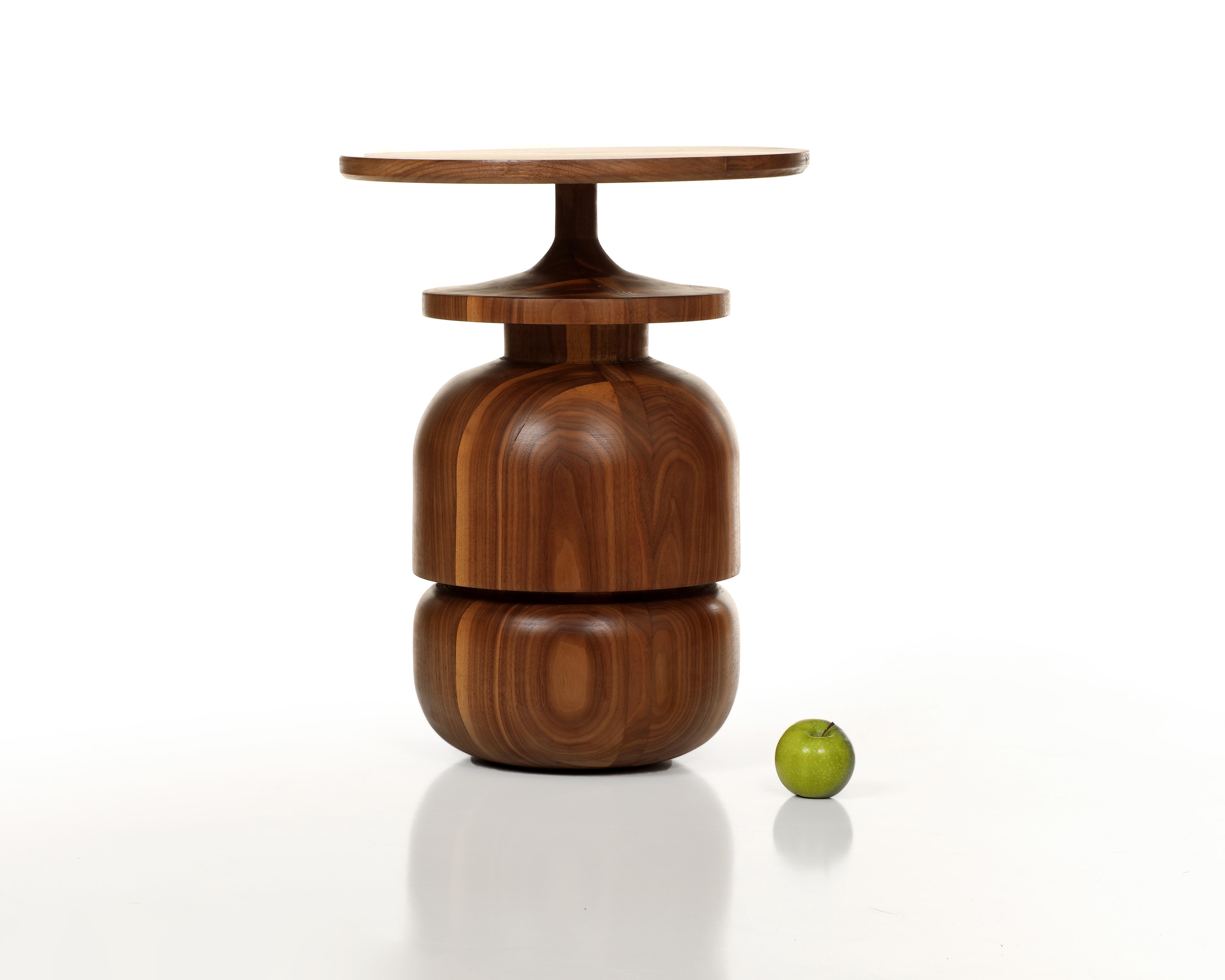 Lathe Turned side table (form FB23b) in Walnut or white oak by Michael Rozell