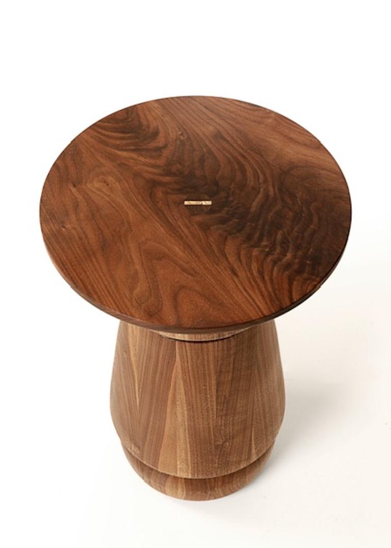 American Craftsman Lathe turned Walnut or white oak sculptural side table FB23a by Michael Rozell For Sale