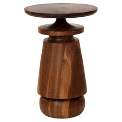 Lathe turned Walnut or white oak sculptural side table FB23a by Michael Rozell