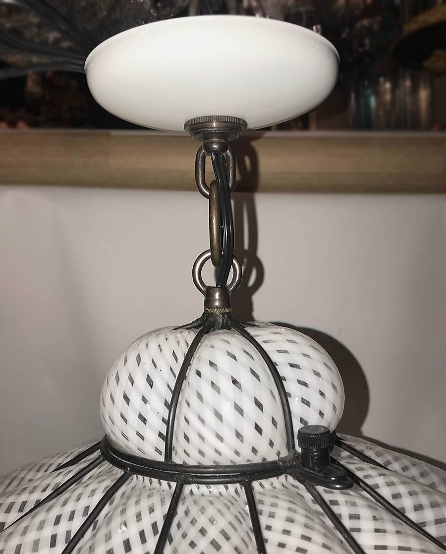 Italian Laticcino Blown Glass Murano Lantern
