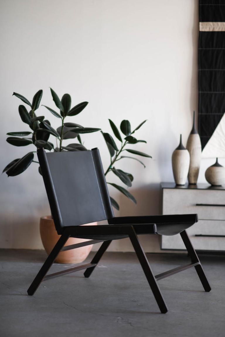 Patinated Latigo Lounge Chair by Croft House For Sale