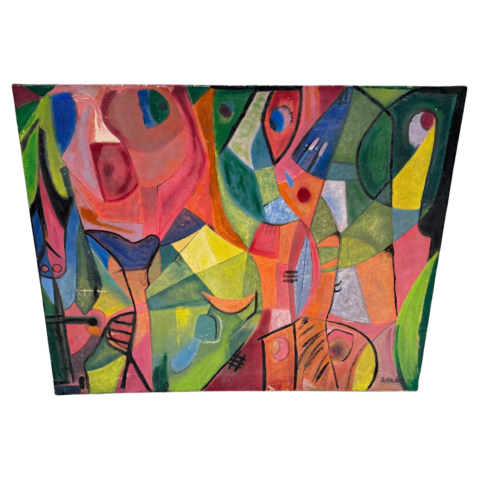 Peinture à l'huile abstraite de Pedro Coronel, style artistique des années 1960, Gustavo