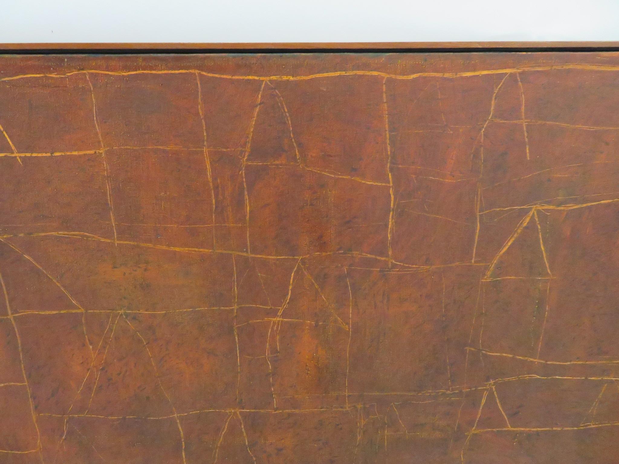 Artista latinoamericano Sergio Hernandez Oaxaca, Messico, Olio su tela di grandi dimensioni 1983 In condizioni buone in vendita a Miami, FL