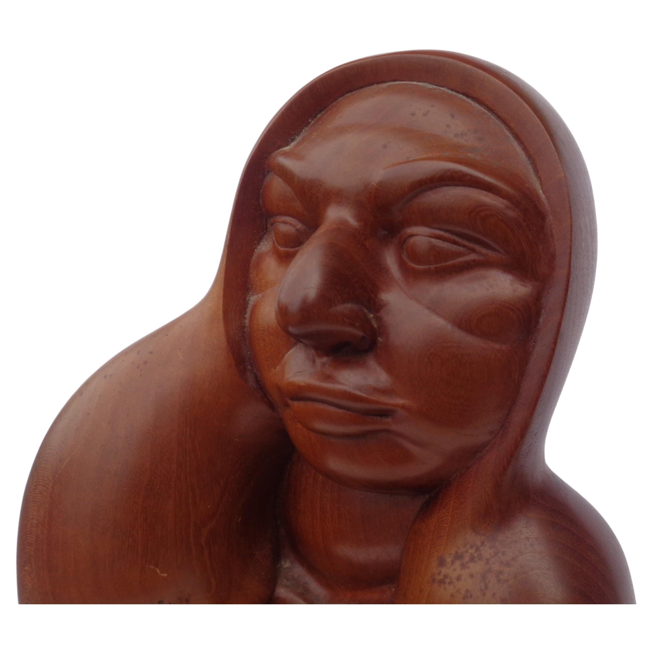 Sculpture latino-américaine en bois dur sculpté dans le style de Diego Rivera, années 1940 en vente 4
