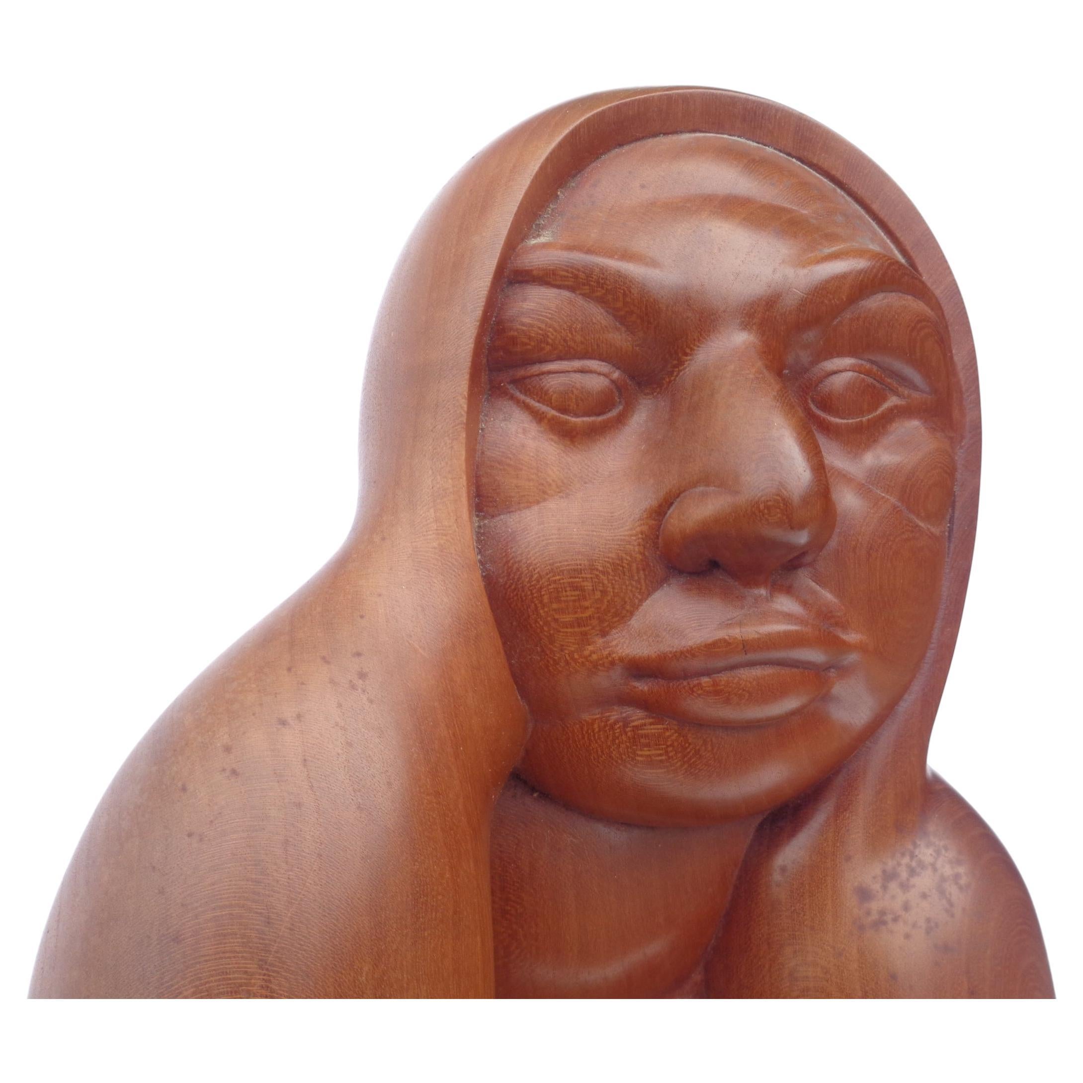Latin American Carved Hardwood Sculpture style of Diego Rivera 1940's For Sale 6