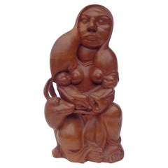 Latin American Carved Hardwood Sculpture style of Diego Rivera 1940's