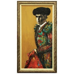 Vintage Matador oil / canvas Carlos Irizarry 1965 Latin American Modern Art Mid-Century 