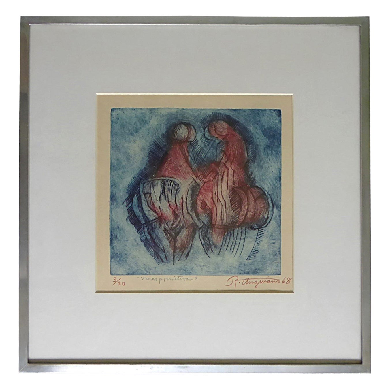 Latin American Modern Color Etching #3/30 by Raul Anguiano 1968 Mexico For Sale