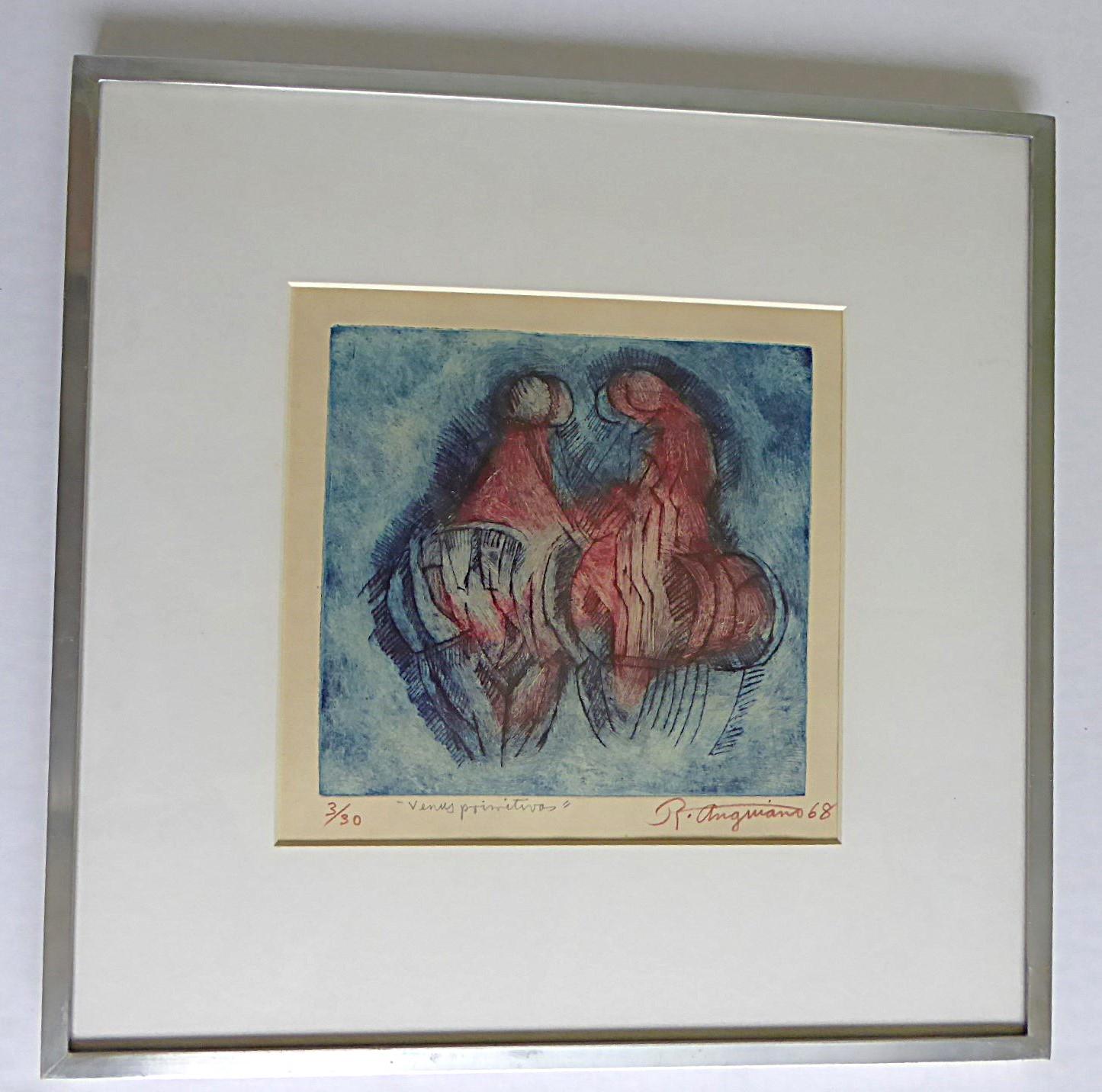 Latin American Modern Color Etching #3/30 von Raul Anguiano 1968 Mexiko (Moderne der Mitte des Jahrhunderts) im Angebot