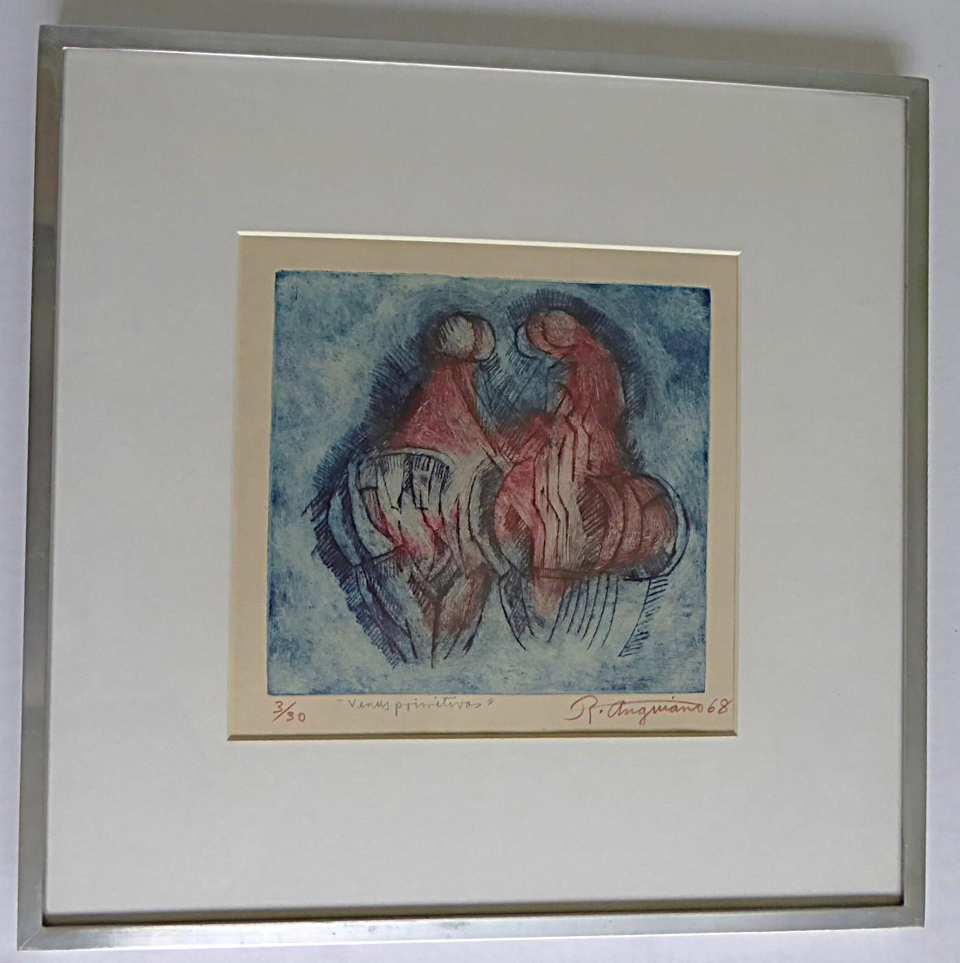 Latin American Modern Color Etching #3/30 von Raul Anguiano 1968 Mexiko im Zustand „Gut“ im Angebot in Miami, FL