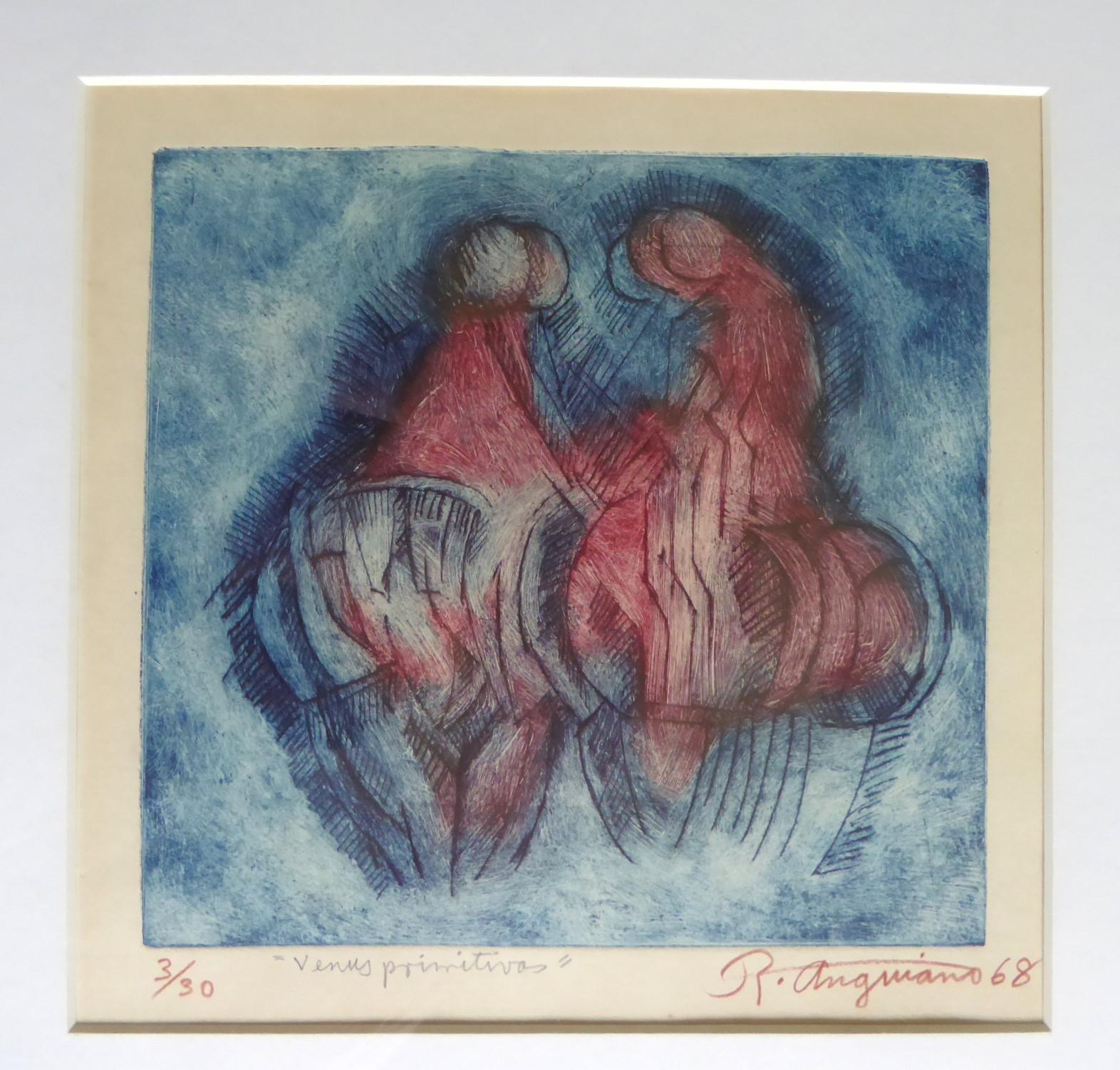 Latin American Modern Color Etching #3/30 von Raul Anguiano 1968 Mexiko (Papier) im Angebot