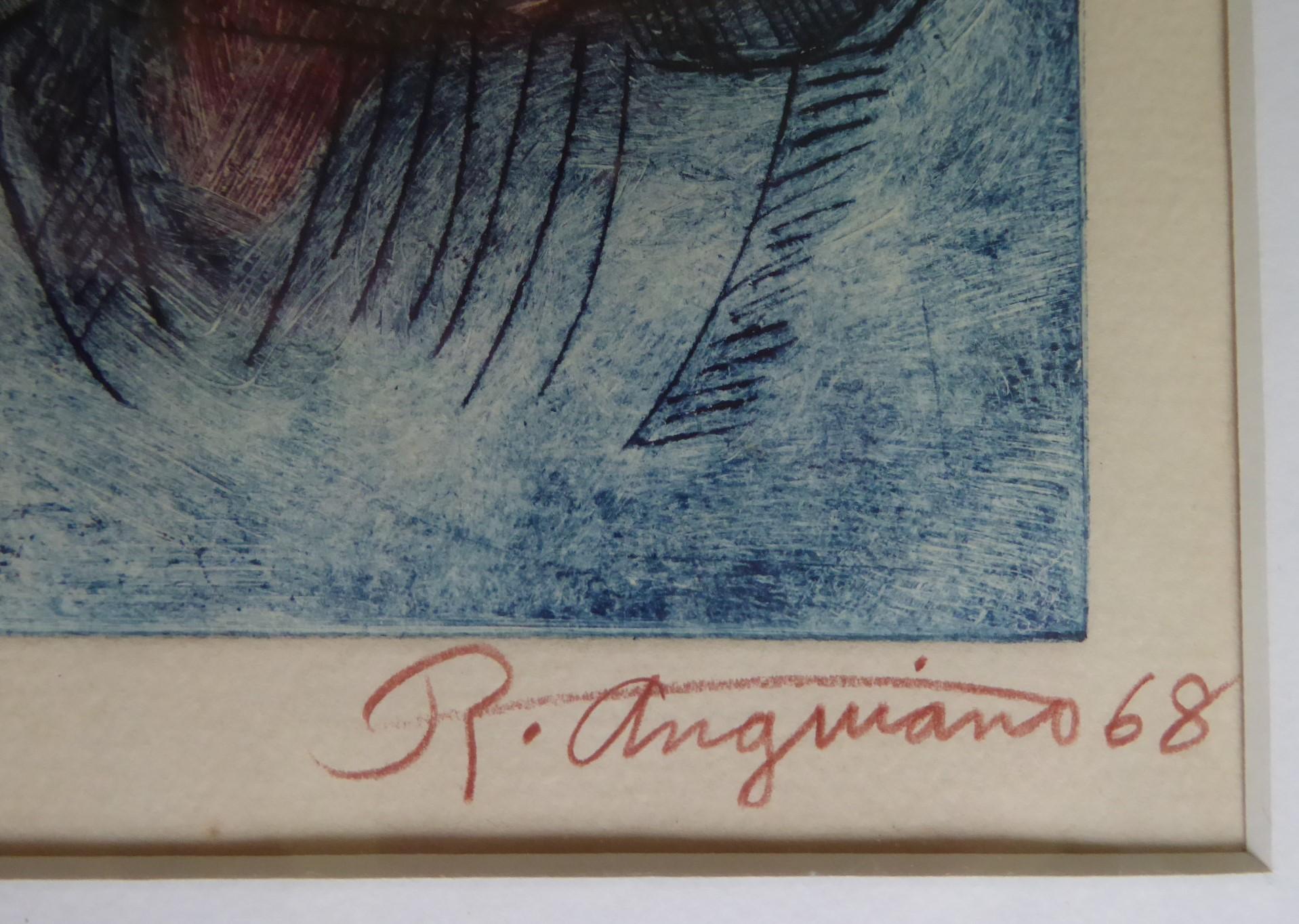 Latin American Modern Color Etching #3/30 von Raul Anguiano 1968 Mexiko im Angebot 2