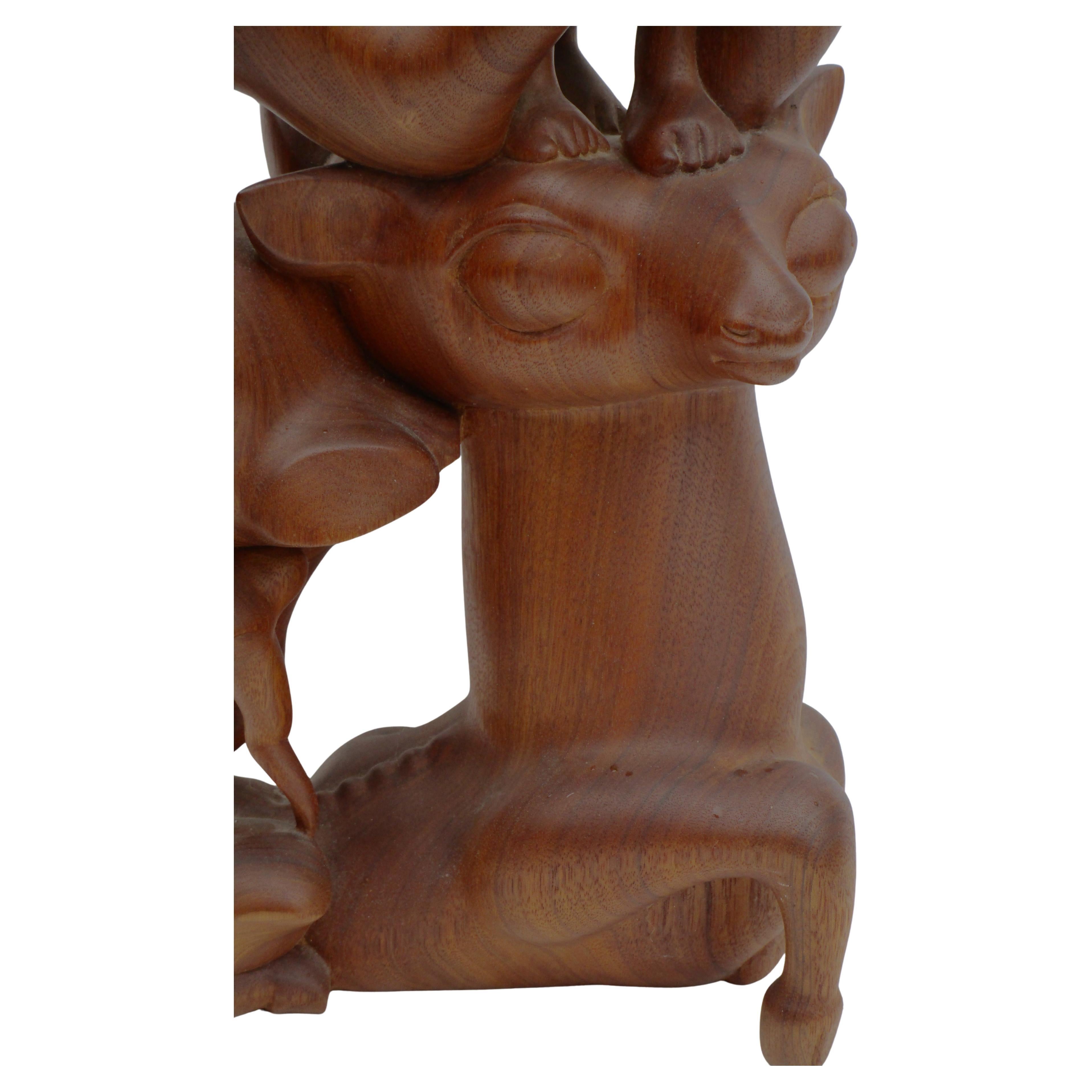 Hand-Carved Latin American Modernist Carved Hardwood Sculpture in the Style of Diego Rivera