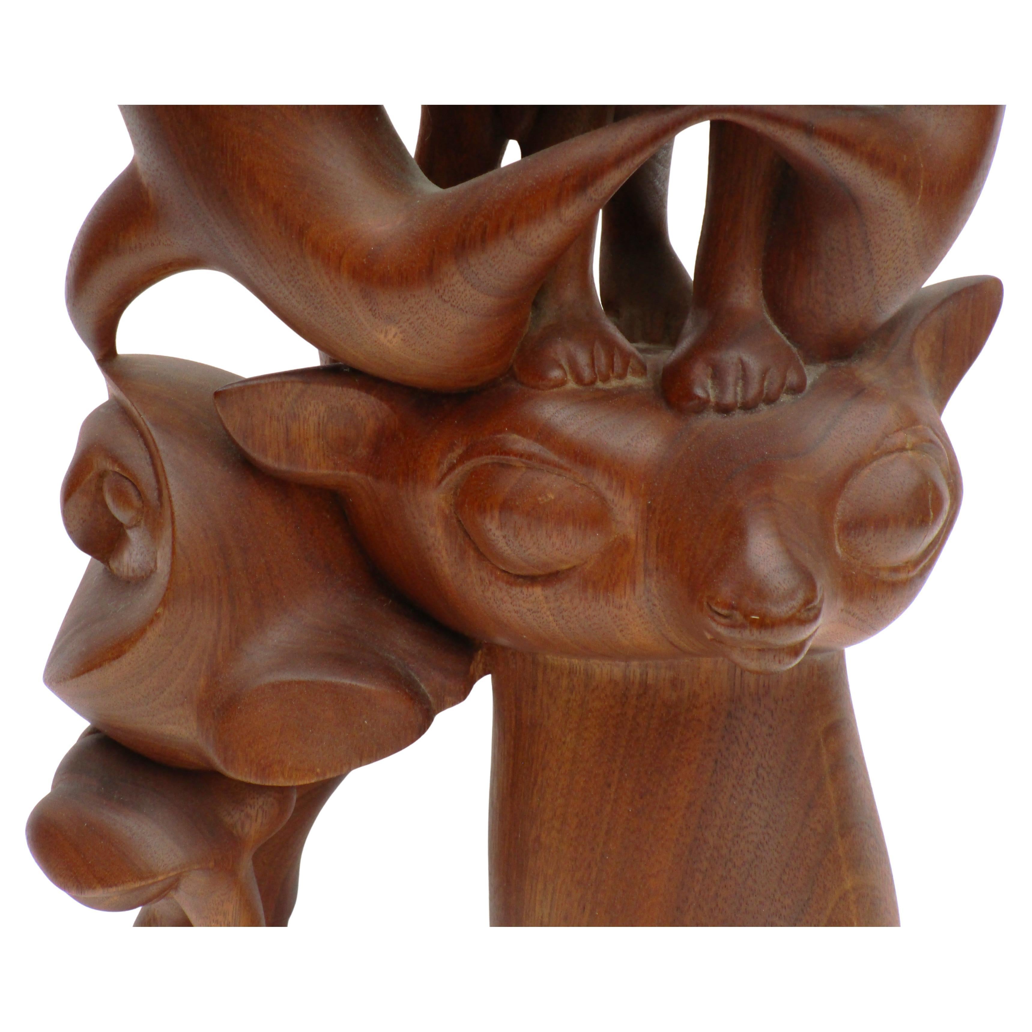 20th Century Latin American Modernist Carved Hardwood Sculpture in the Style of Diego Rivera