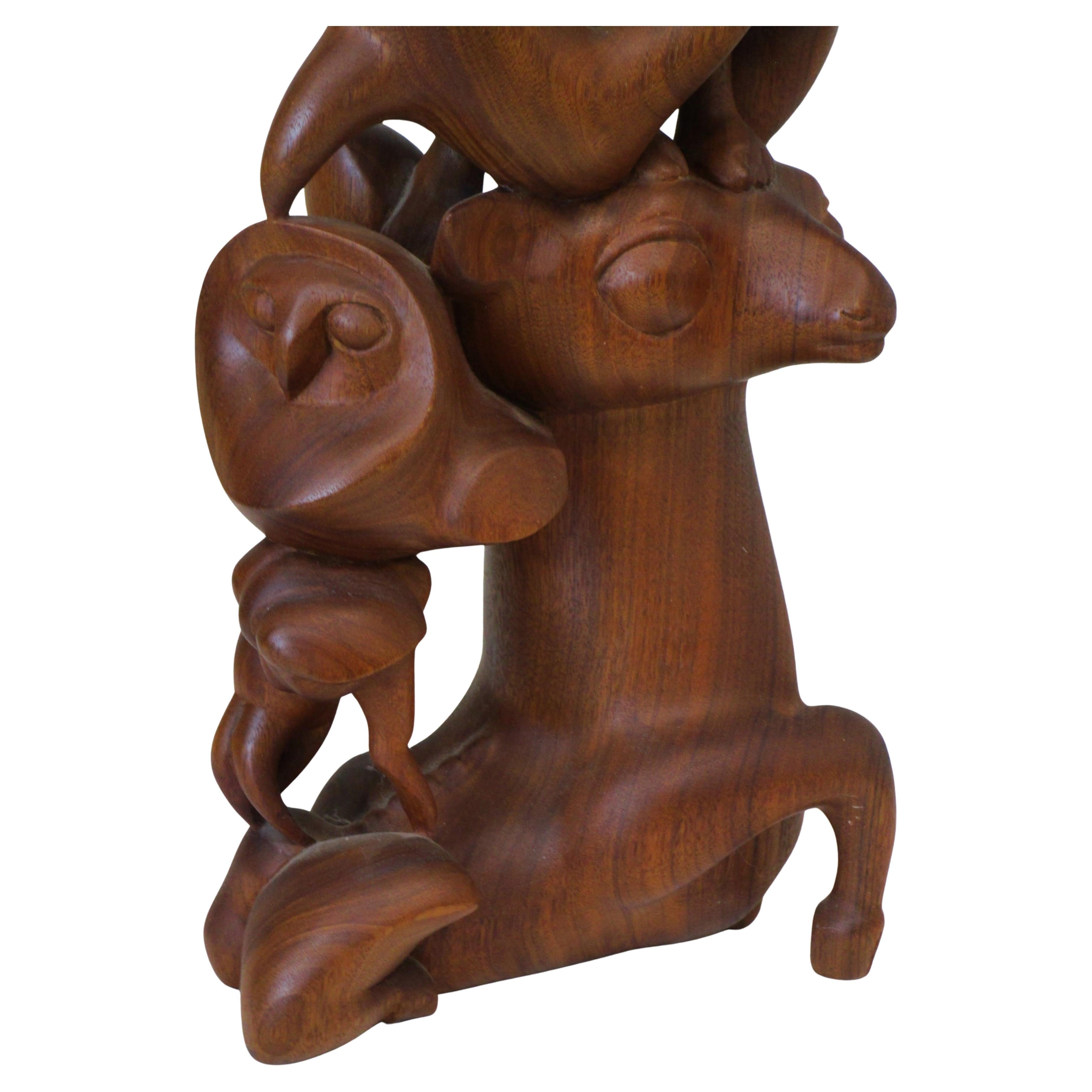 Latin American Modernist Carved Hardwood Sculpture in the Style of Diego Rivera 1