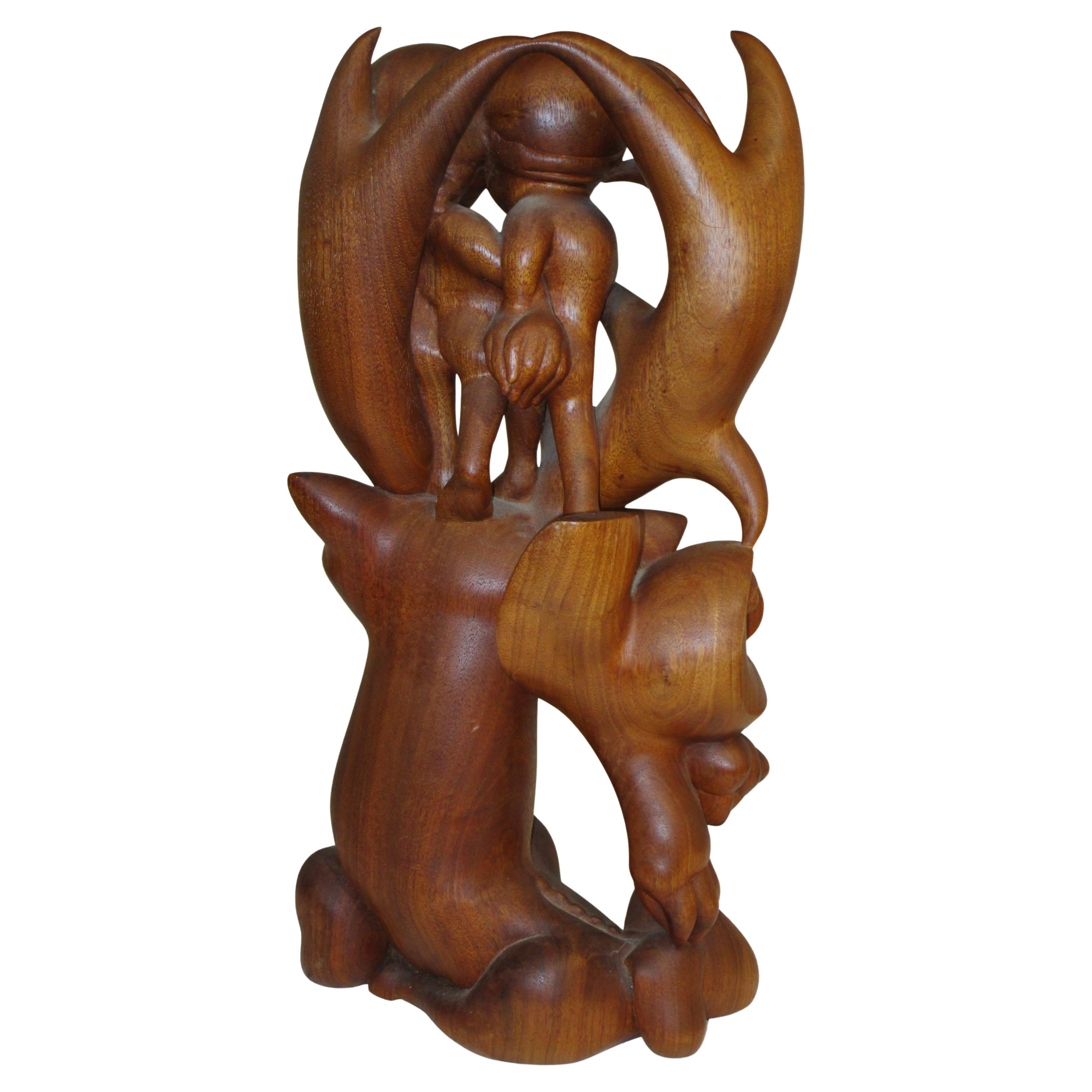 Latin American Modernist Carved Hardwood Sculpture in the Style of Diego Rivera 2
